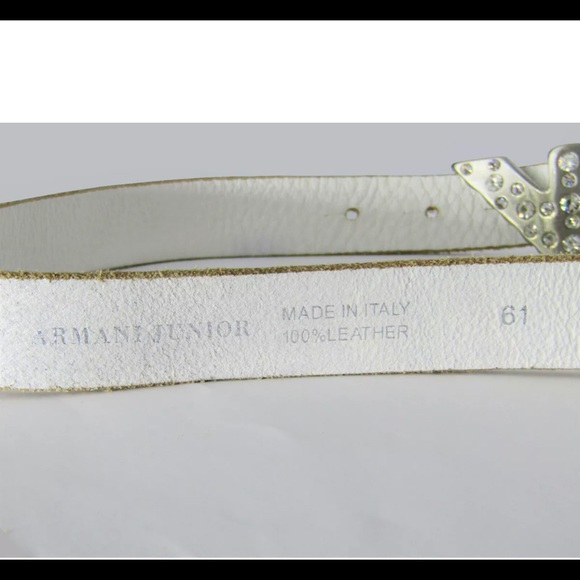 ARMANI White leather rhinestone belt